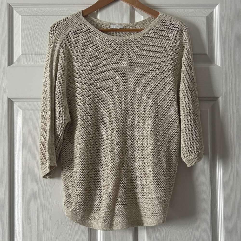 J. Jill Beige Knit Scoop-Neck Sweater